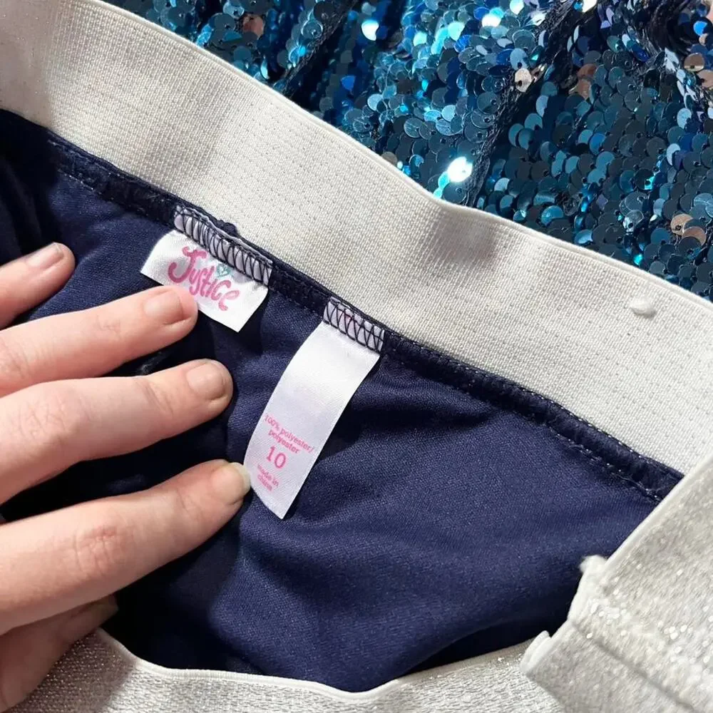 Girl Sequin Sparkle Glam Royal Blue Statement Dopamine School Girl Justice Skort